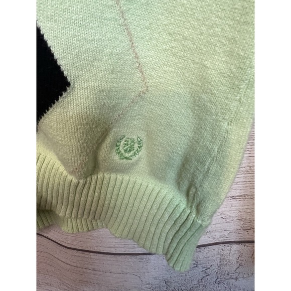 Women's IZOD Argyle Cardigan Sweater Mint Green And Black size XS Button Up - Picture 2 of 5